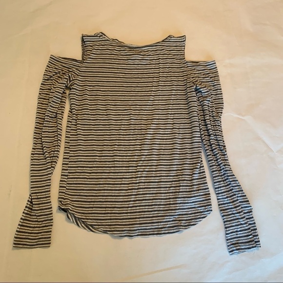 Prince and Fox cold shoulder long sleeve bounce knit t-shirt stripes grey - Picture 5 of 5